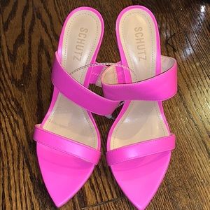 Neon pink heeled sandal